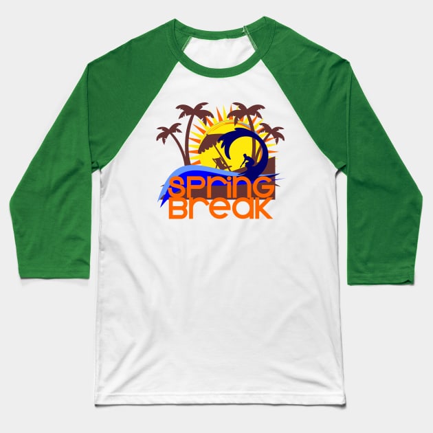 Spring Break Palms and Waves T-Shirt Baseball T-Shirt by neomuckel